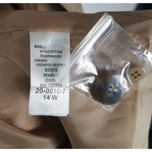 Jessica London Outerwear Sz. 14W Double Breasted Long Trench Coat in Khaki - Picture 9 of 12